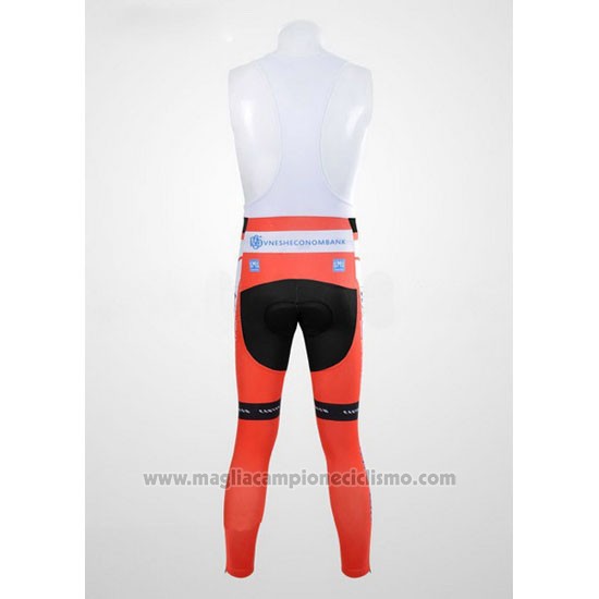 2012 Abbigliamento Ciclismo Katusha Bianco e Arancione Manica Lunga e Salopette
